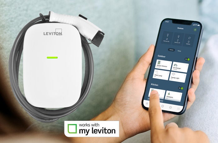 Mon téléphone avec logo de chargeur Leviton