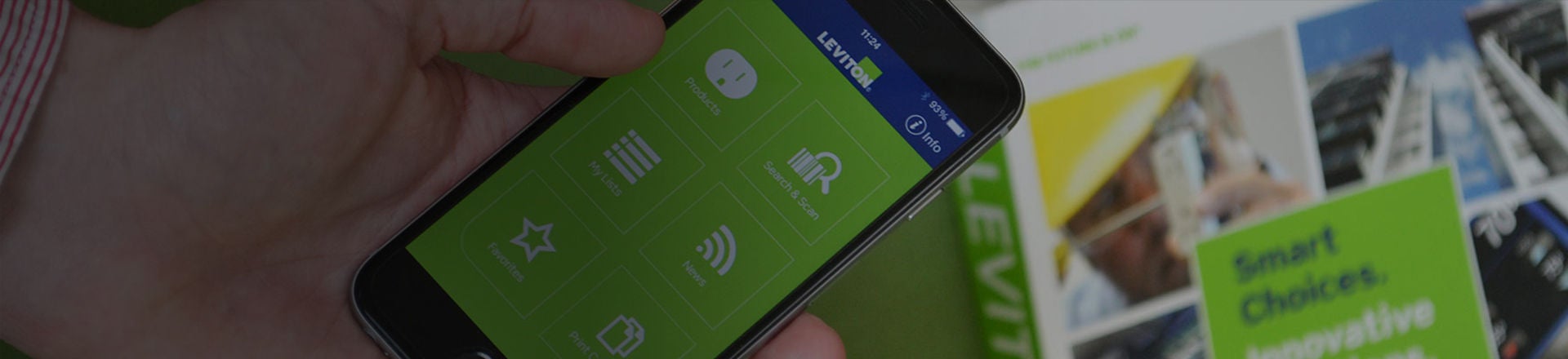 gros plan de l’application mobile Leviton