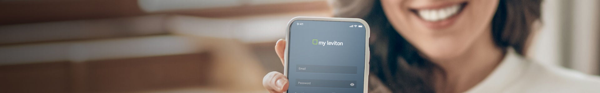 gros plan de l’écran de connexion de l’application Mon Leviton