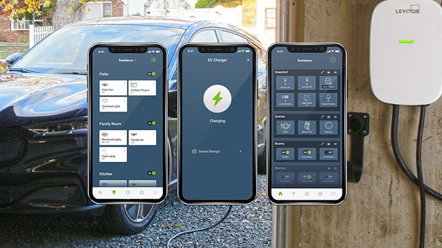 3 samples of My Leviton screens related to electric vehicle charging