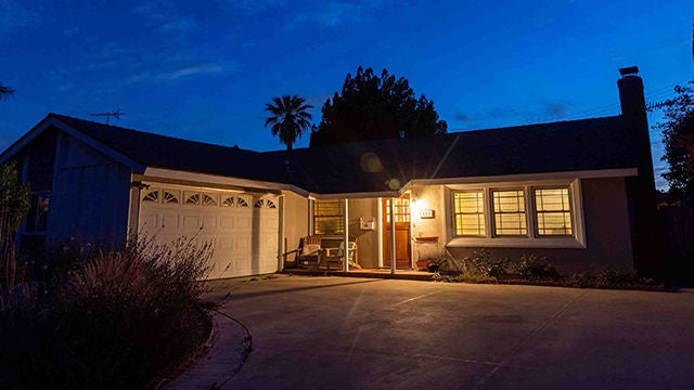 matter house exterior at night