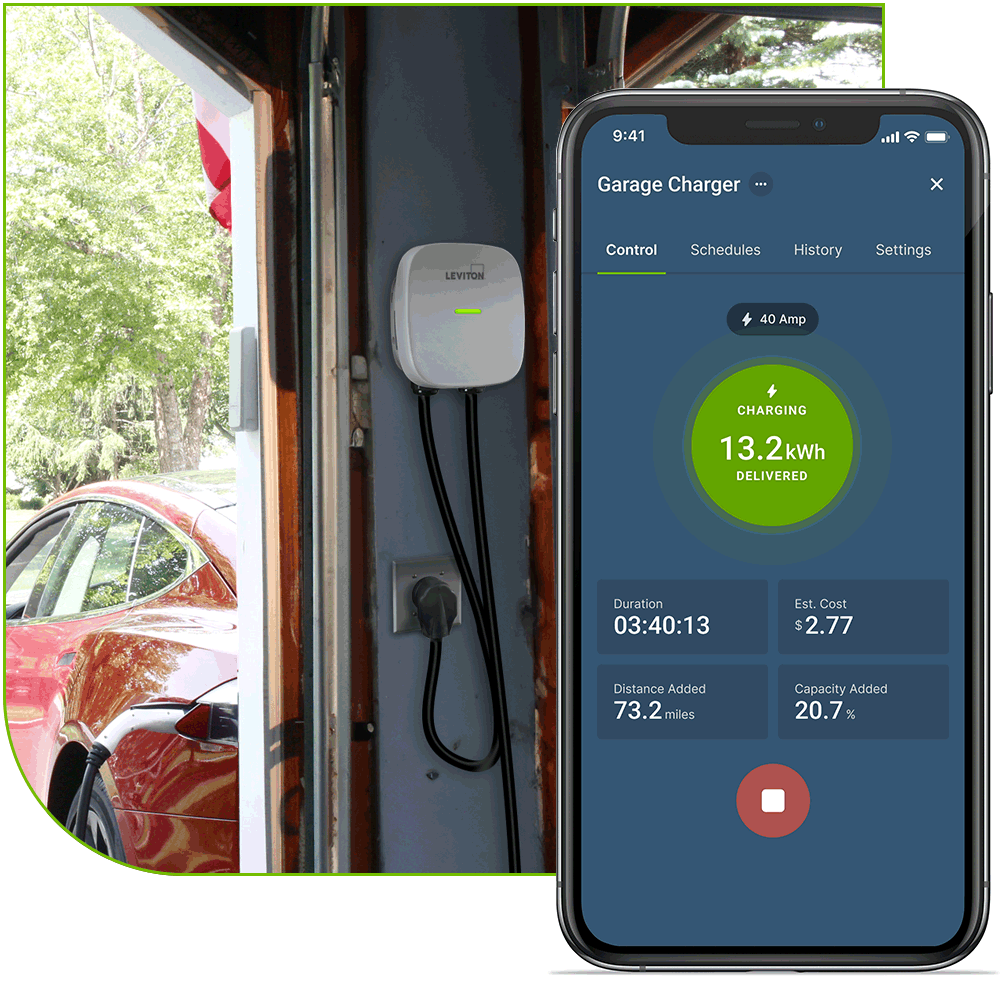 Application résidentielle intelligente série EV et ambiance de garage